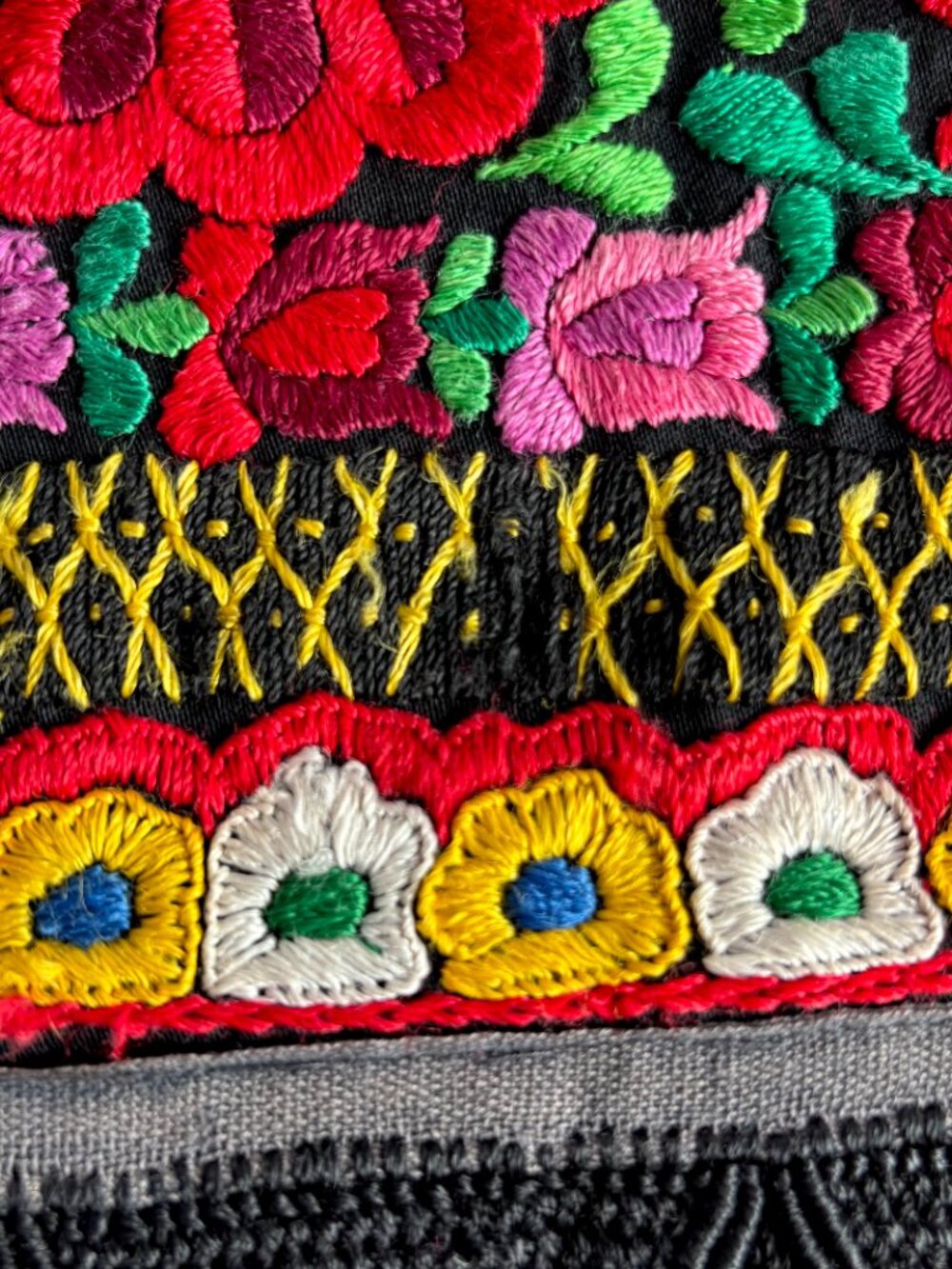 Vintage Hungarian Matyo Embroidered Fringed Folk Apron Unisex - Picture 10 of 16